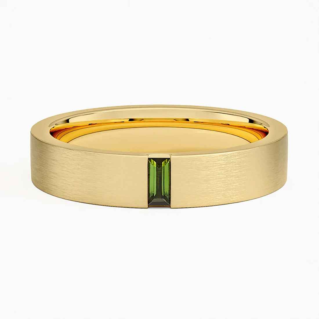 Ceylon Baguette Loyal 18K Yellow Gold Emerald Wedding Band