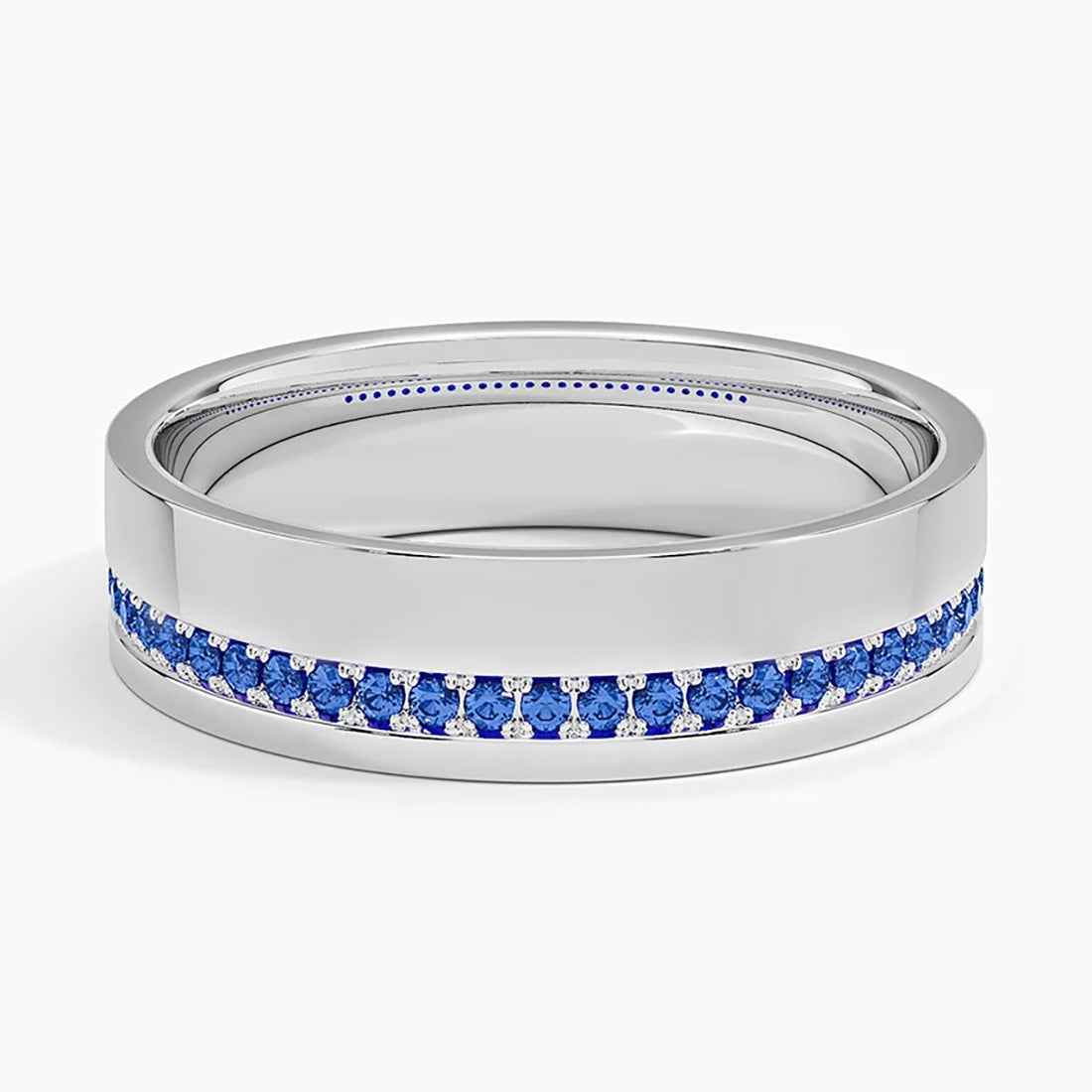 Ceylon Asym Sapphire Pavé 18K White Gold Ring