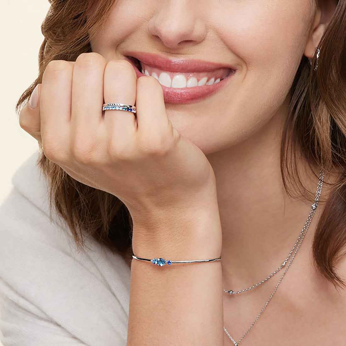 Ceylon Prisma Gem Cluster Silver Cuff Bracelet