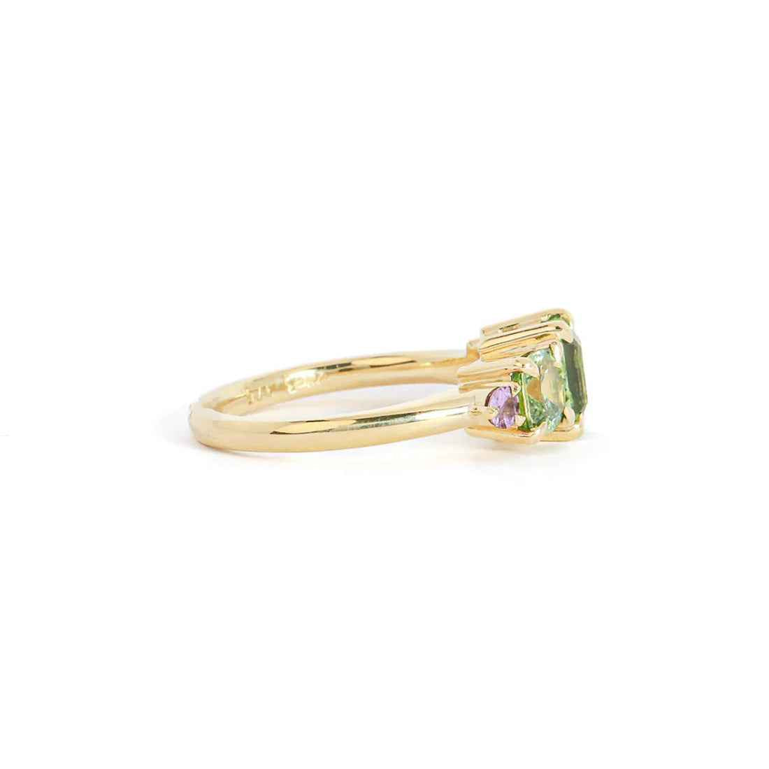 Ceylon Bliss Ring - Multi-Cut Multi-Colored Sapphire & Tourmaline 18K Yellow Gold