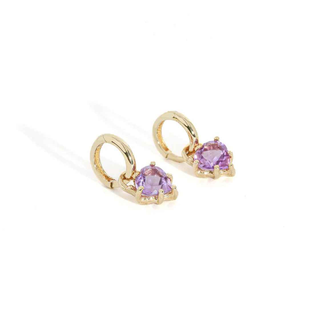 Ceylon HeartLilac Amethyst 18K Gold Hoop Earrings