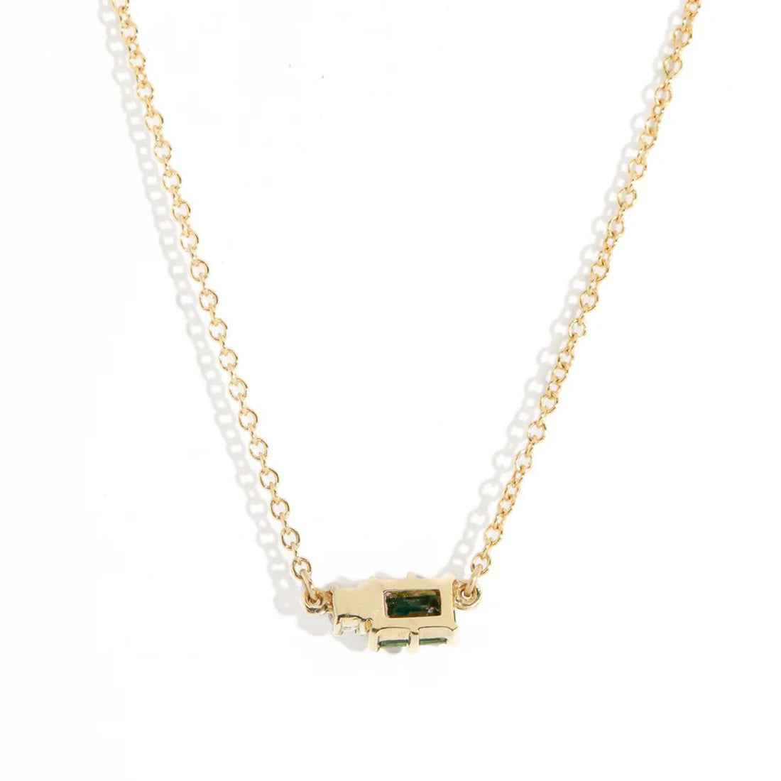 Ceylon TealHorizon 18K Gold Sapphire Diamond Necklace