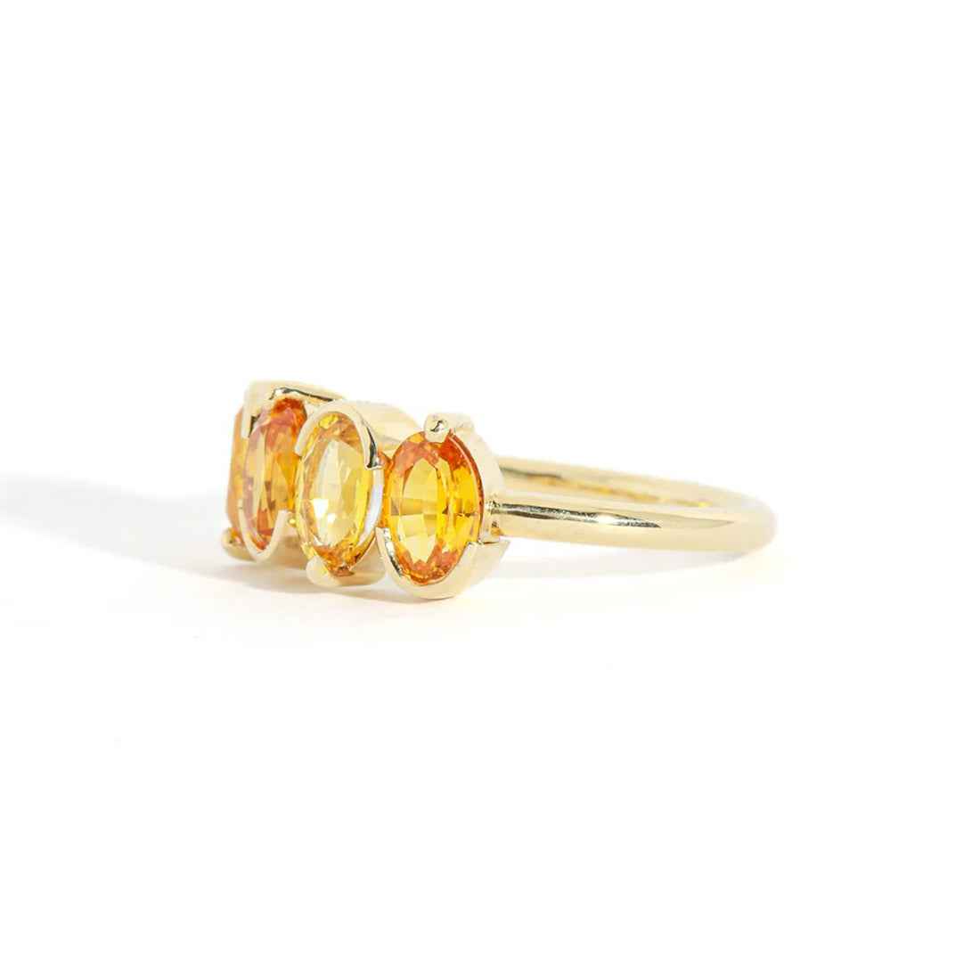 Ceylon Solar Ring - 4 Oval-Cut Golden Sapphire 18K Yellow Gold Ring