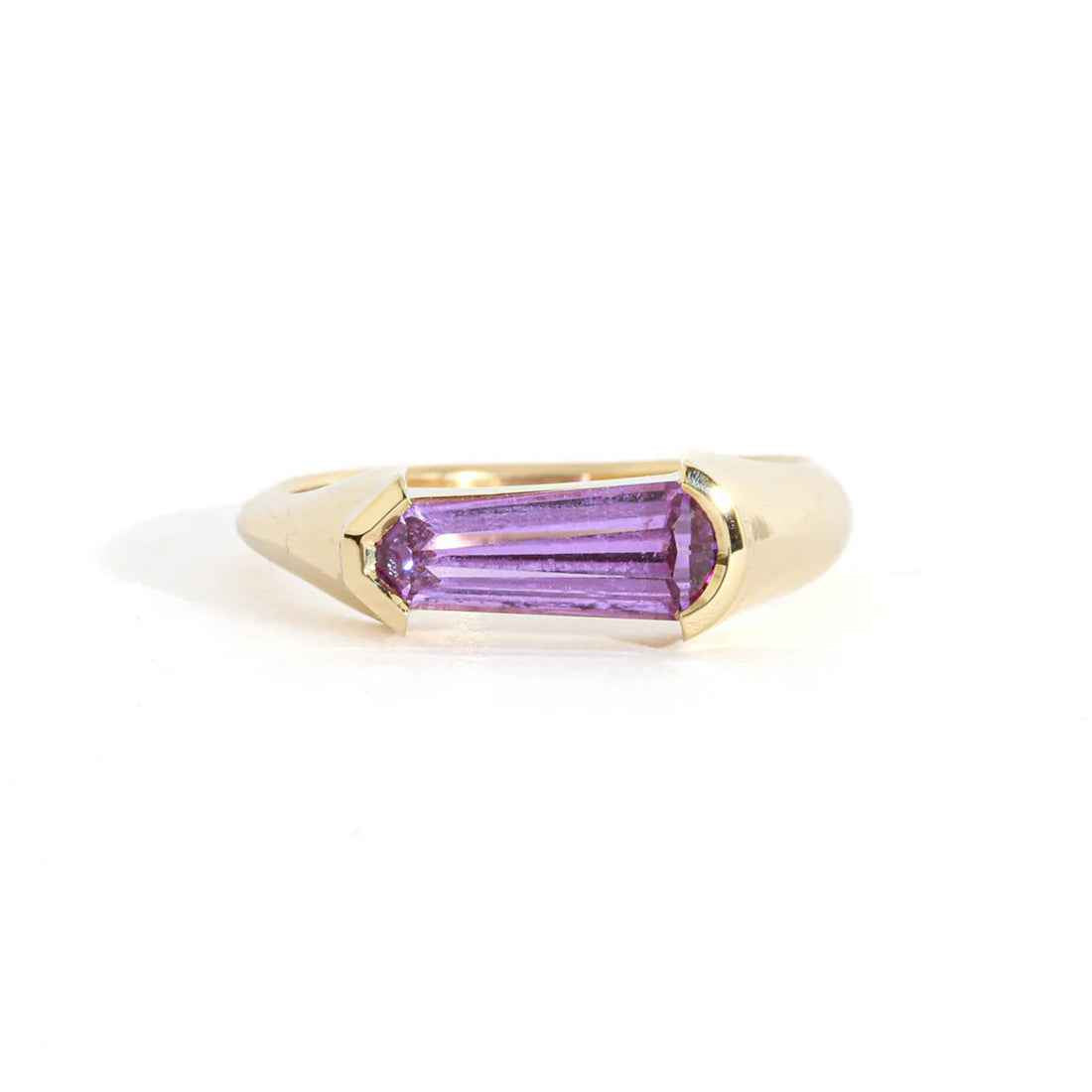 Ceylon Beam Signet Ring - 1.40CT Coffin-Cut Pink Sapphire 18K Yellow Gold