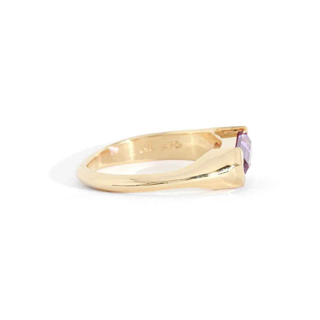 Ceylon Beam Signet Ring - 1.40CT Coffin-Cut Pink Sapphire 18K Yellow Gold