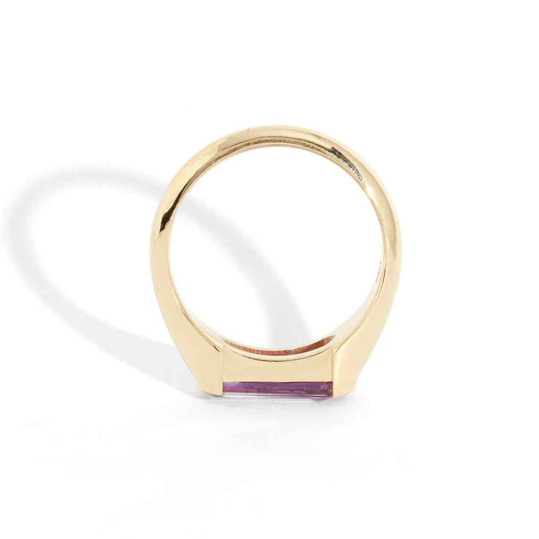 Ceylon Beam Signet Ring - 1.40CT Coffin-Cut Pink Sapphire 18K Yellow Gold