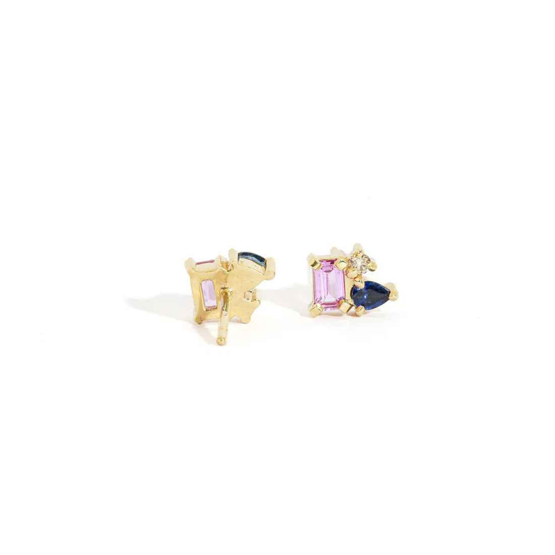 Ceylon PastelHue Sapphire 9K Gold Venus Stud Earrings