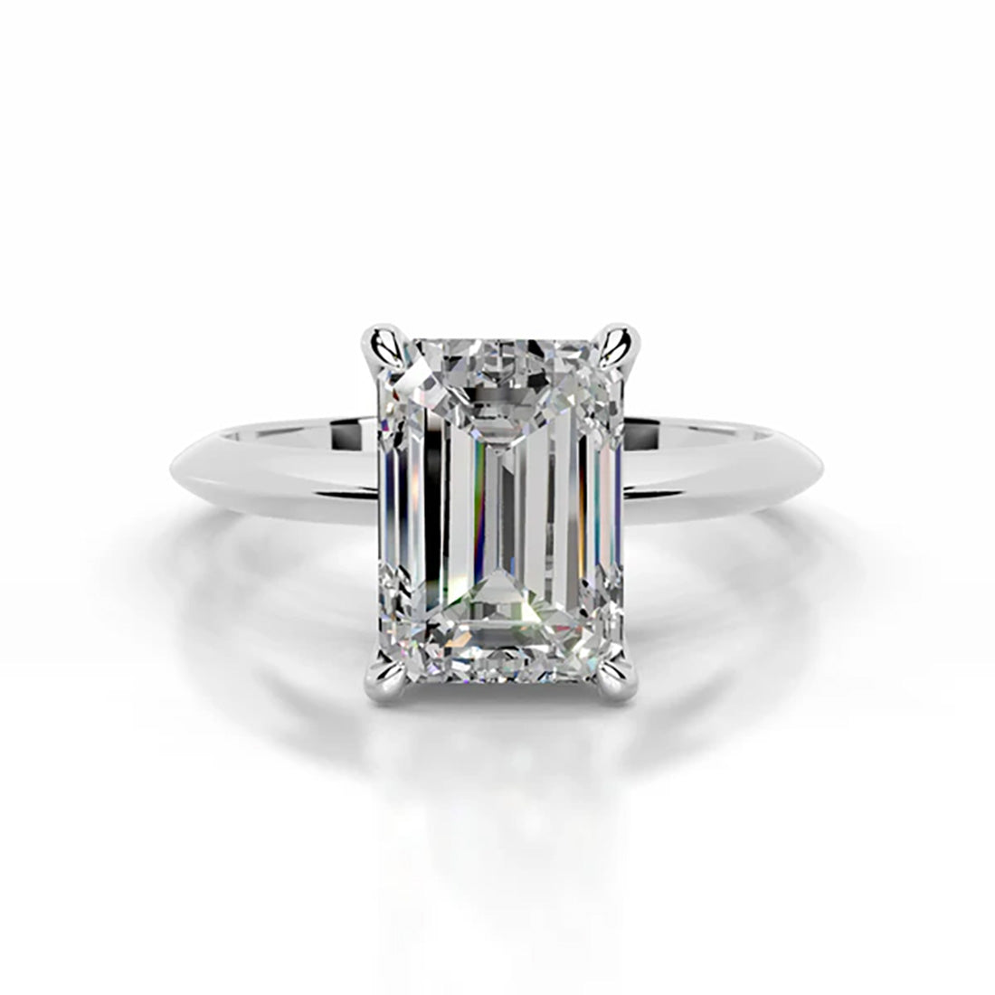 Ceylon Emerald Cut Moissanite Sterling Silver 3ct Solitaire Ring