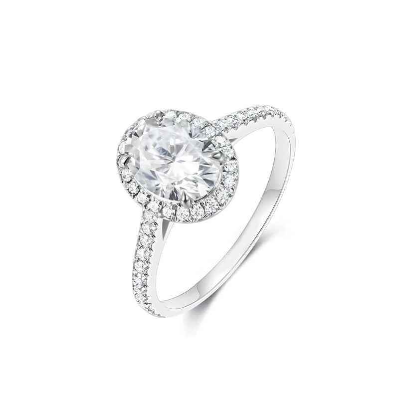 Ceylon Oval Cut Lab Grown Diamond Platinum Halo 0.5ct Ring