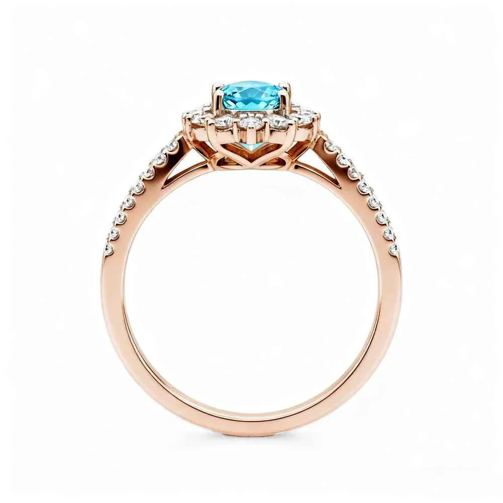 Ceylon Blaze Natural Blue Sapphire Vintage Rose Gold Diamond Ring