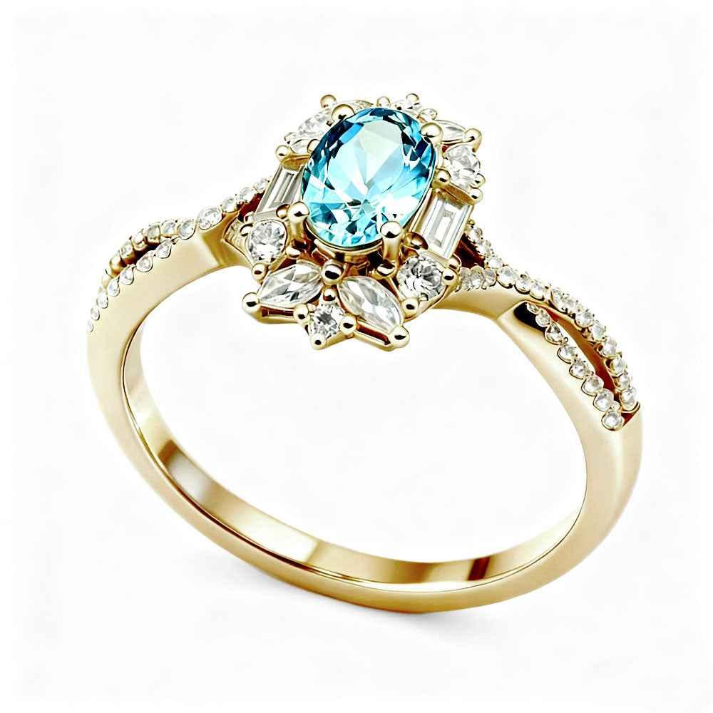 Ceylon Blaze Natural Blue Sapphire Vintage Yellow Gold Diamond Ring