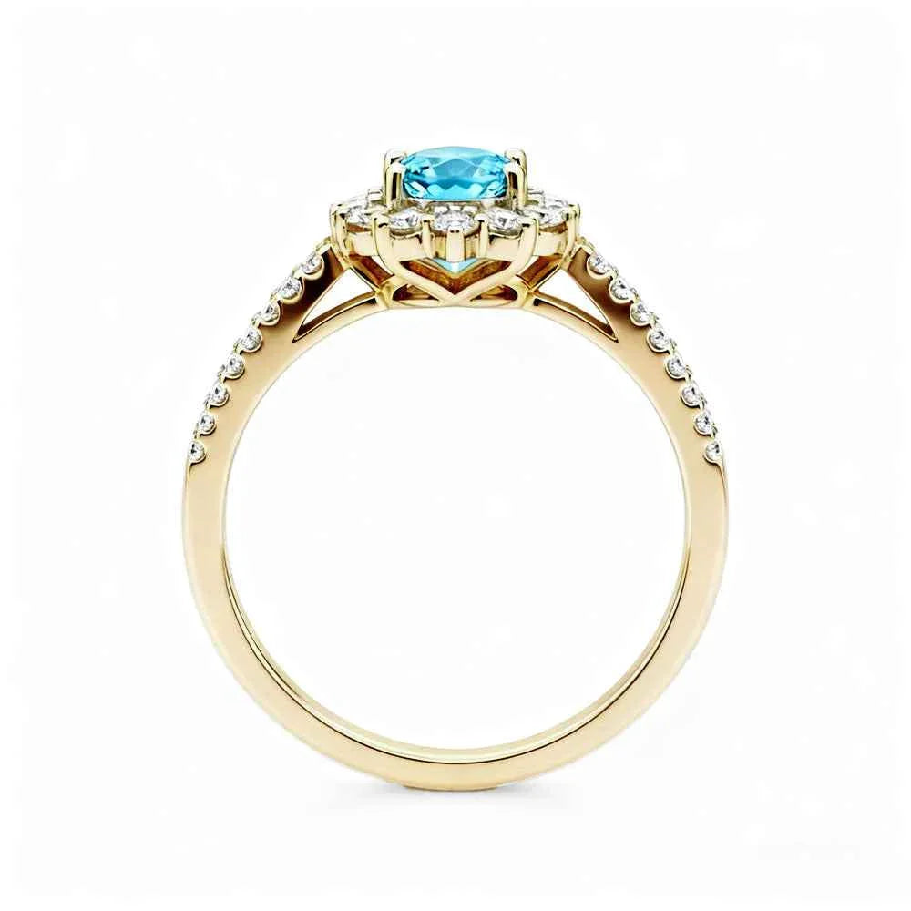 Ceylon Blaze Natural Blue Sapphire Vintage Yellow Gold Diamond Ring