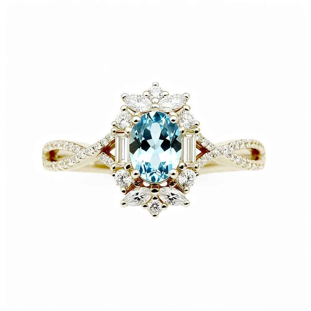 Ceylon Blaze Natural Blue Sapphire Vintage Yellow Gold Diamond Ring