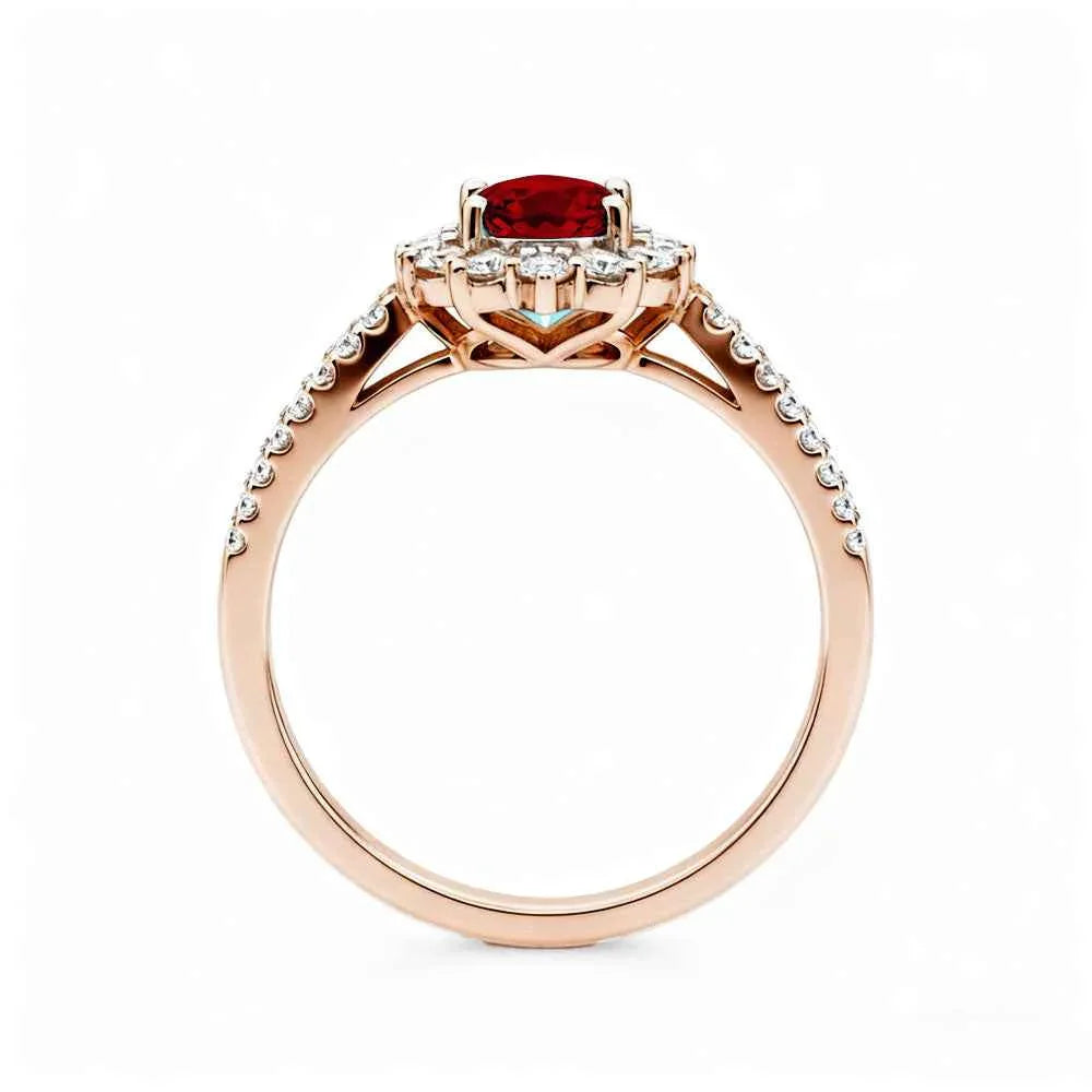 Ceylon Blaze Natural Ruby Vintage Rose Gold Diamond Ring