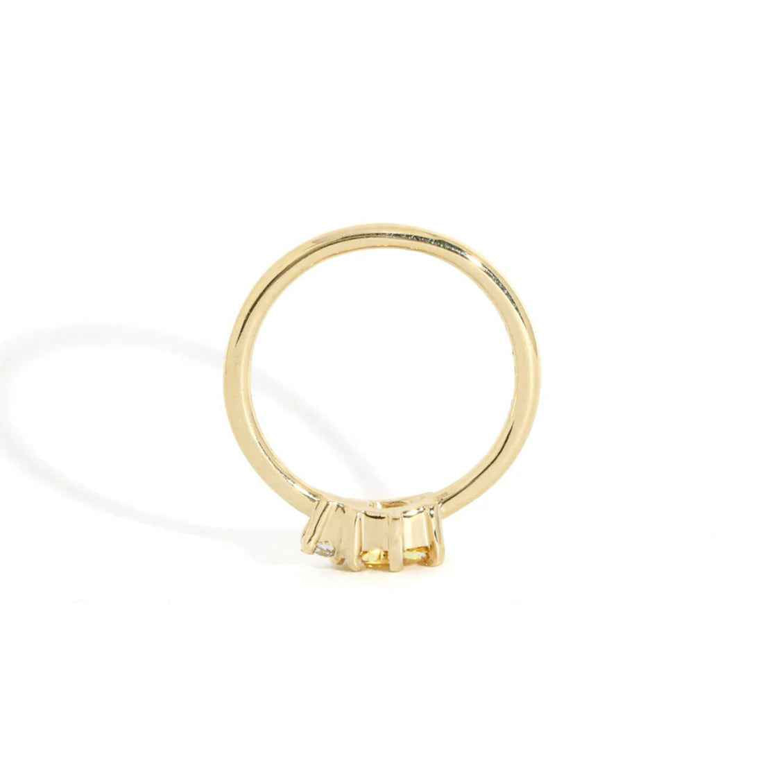 Ceylon Teal Sapphire White Diamond 18K Yellow Gold Ring