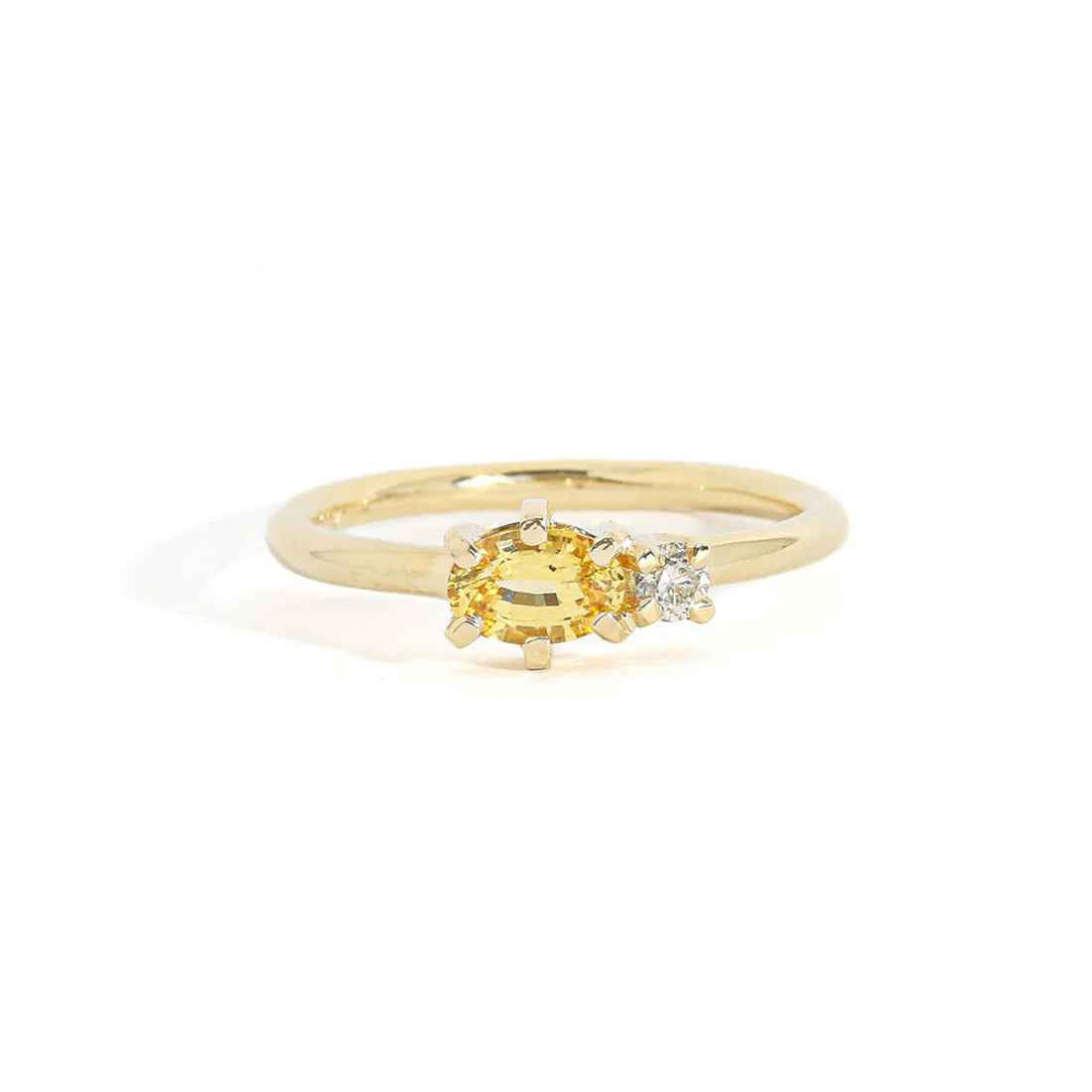 Ceylon Teal Sapphire White Diamond 18K Yellow Gold Ring