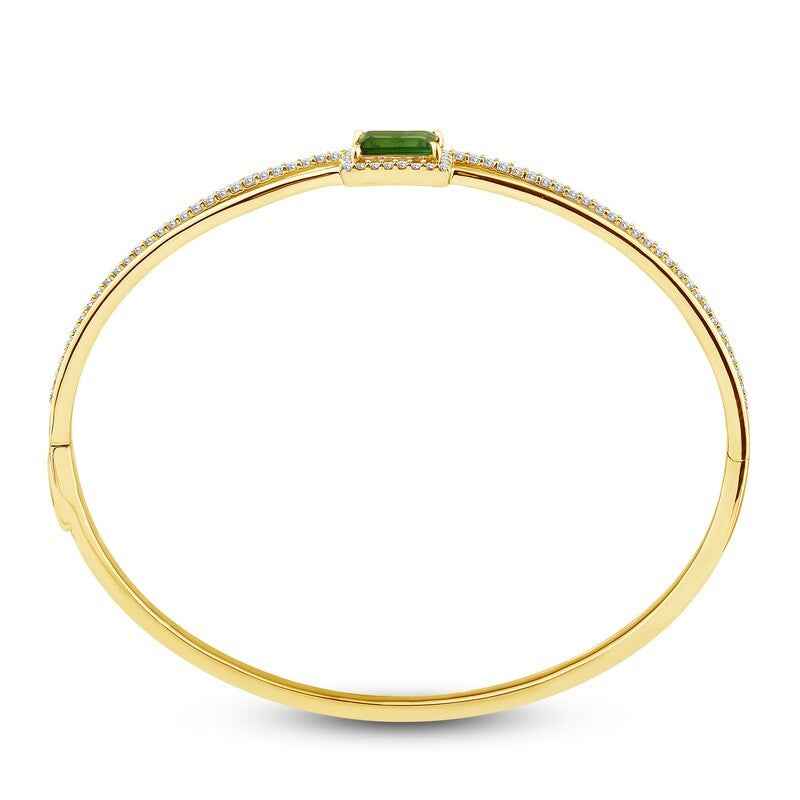 Ceylon Green Tourmaline Diamond 18K Yellow Gold Bangle Bracelet