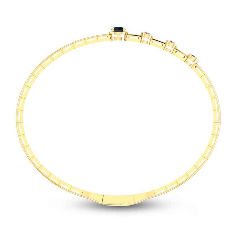 Ceylon Blue Sapphire Diamond Flex 18K Yellow Gold Bangle Bracelet