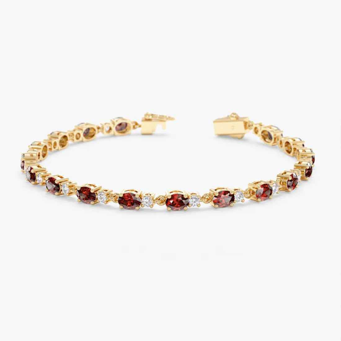 Ceylon Garnet Glow Diamond 18K Solid Gold Garland Bracelet