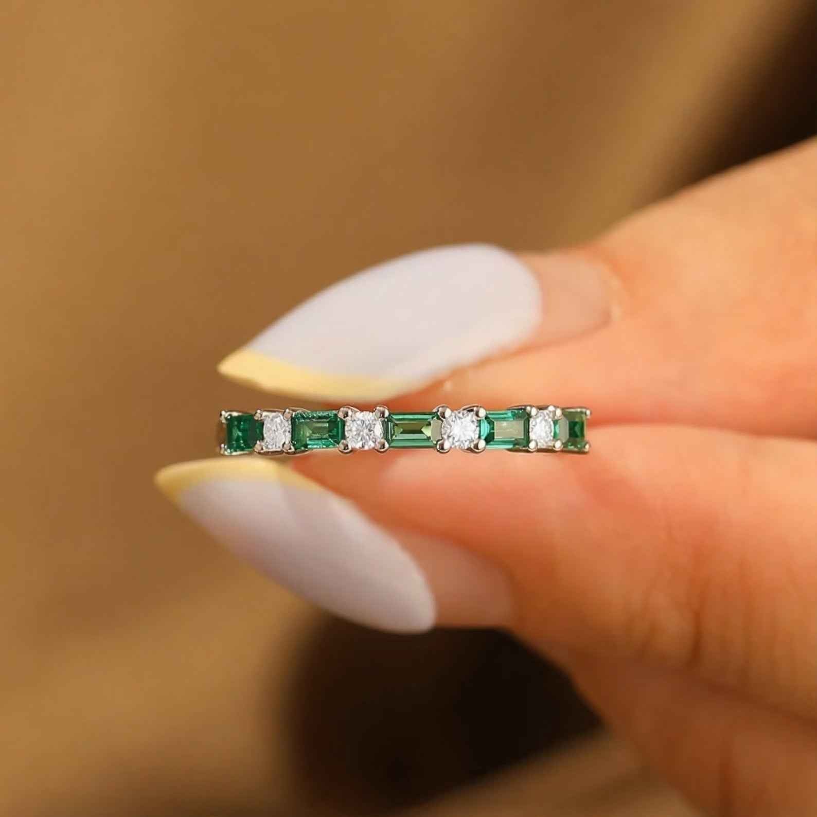 Ceylon Emerald Eternity Lux 18K Gold Ring