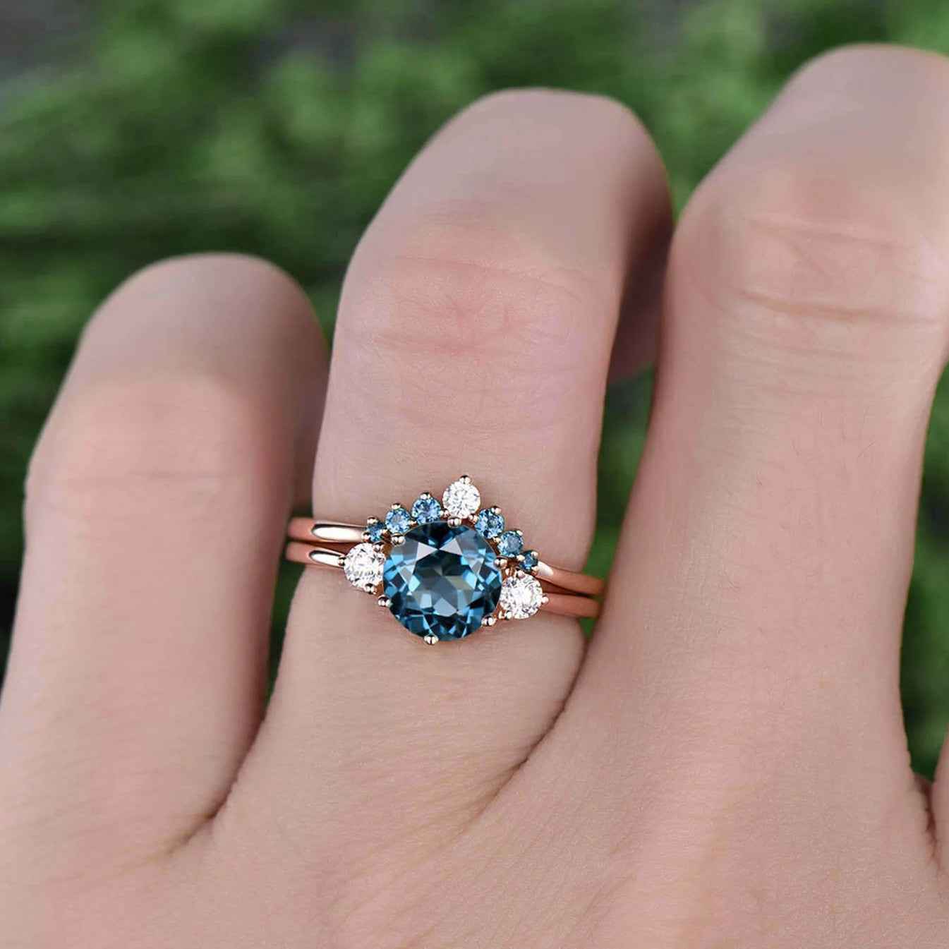 Ceylon Blue Topaz Bliss 18K Rose Gold Ring