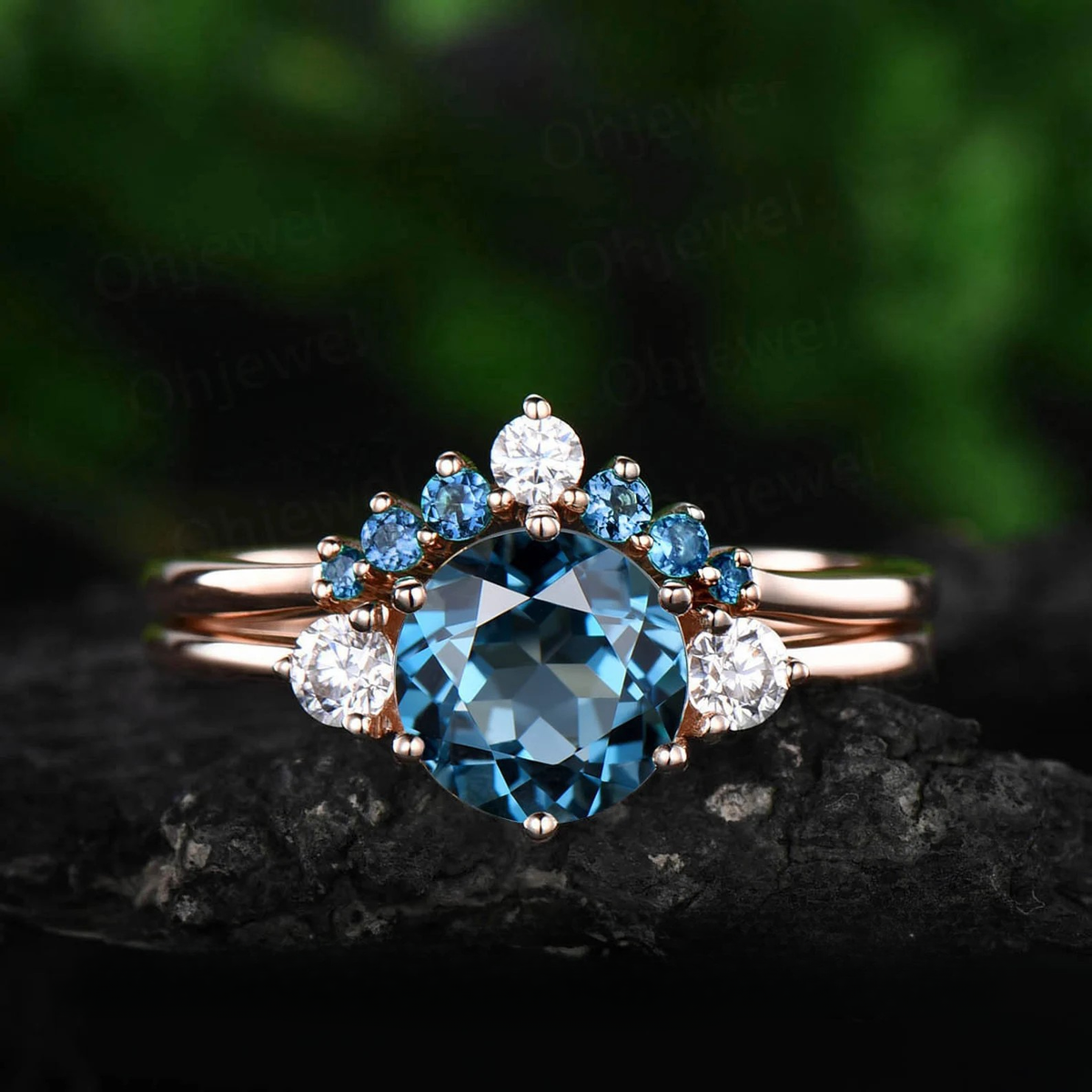 Ceylon Blue Topaz Bliss 18K Rose Gold Ring