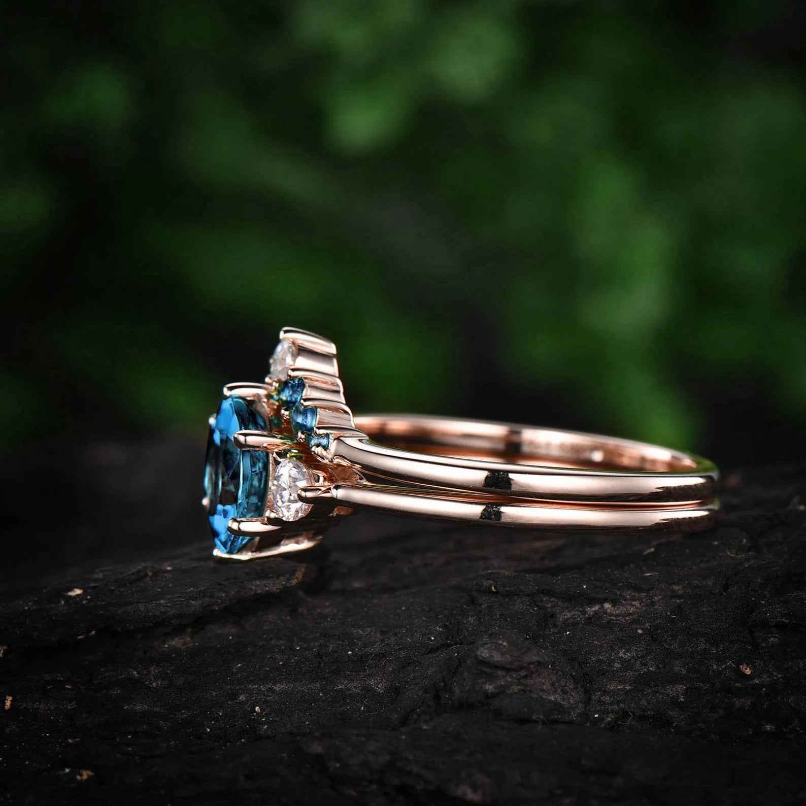 Ceylon Blue Topaz Bliss 18K Rose Gold Ring