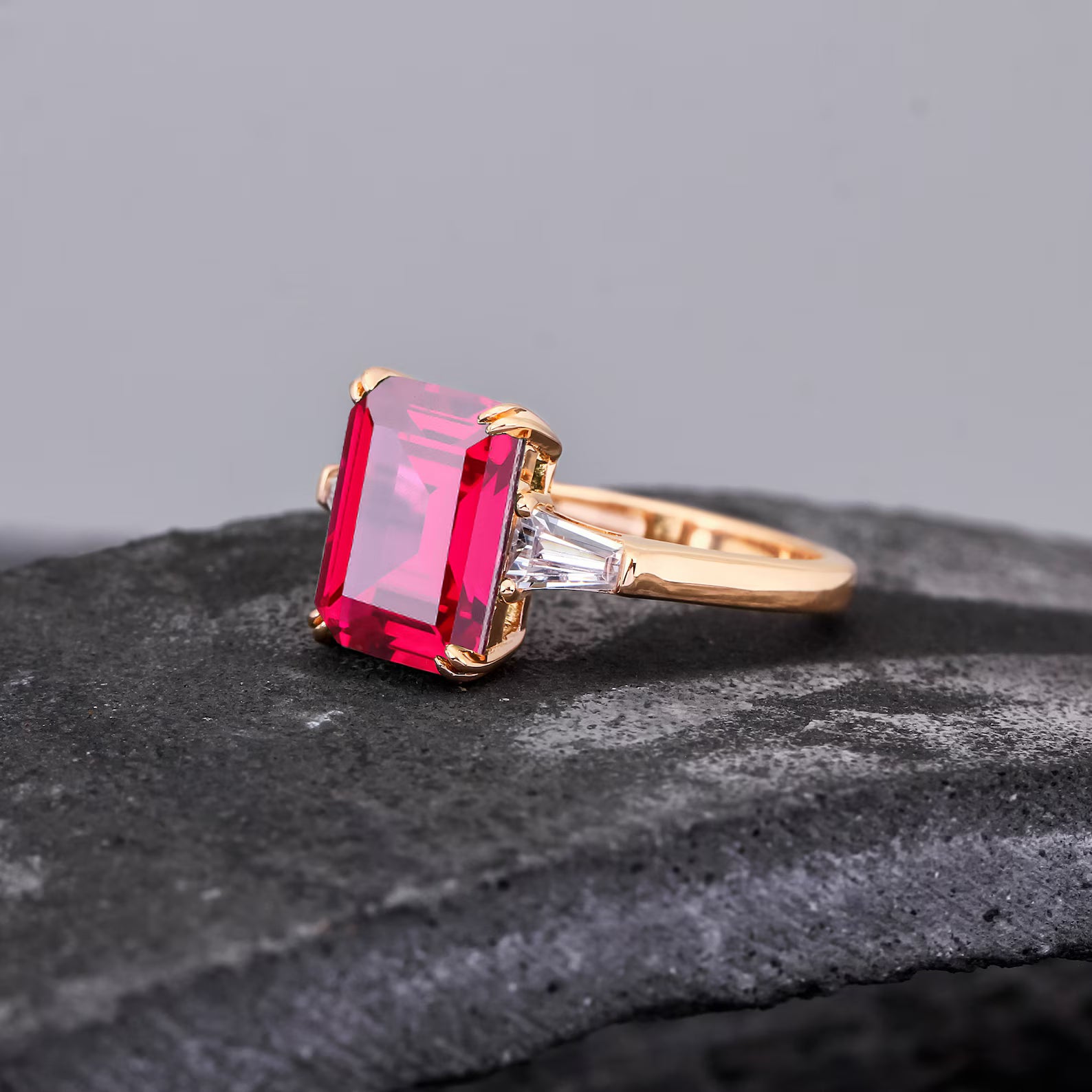 Ceylon Lanka Ruby Luxe Dual 18K Yellow Gold Ring