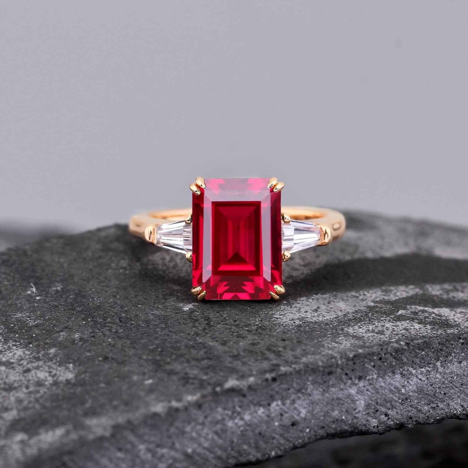 Ceylon Lanka Ruby Luxe Dual 18K Yellow Gold Ring
