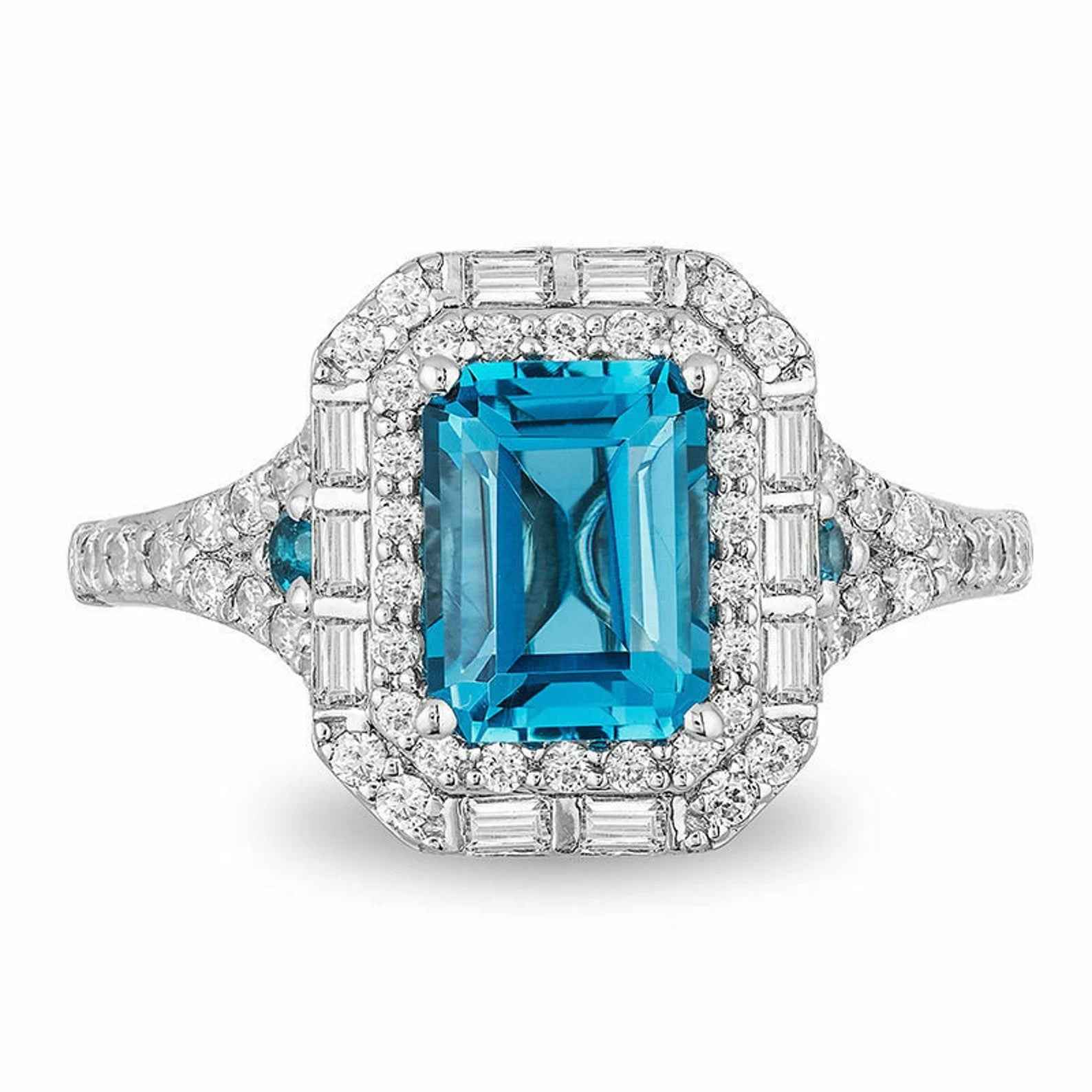 Ceylon London Blue Dual Cut 18K White Gold Ring