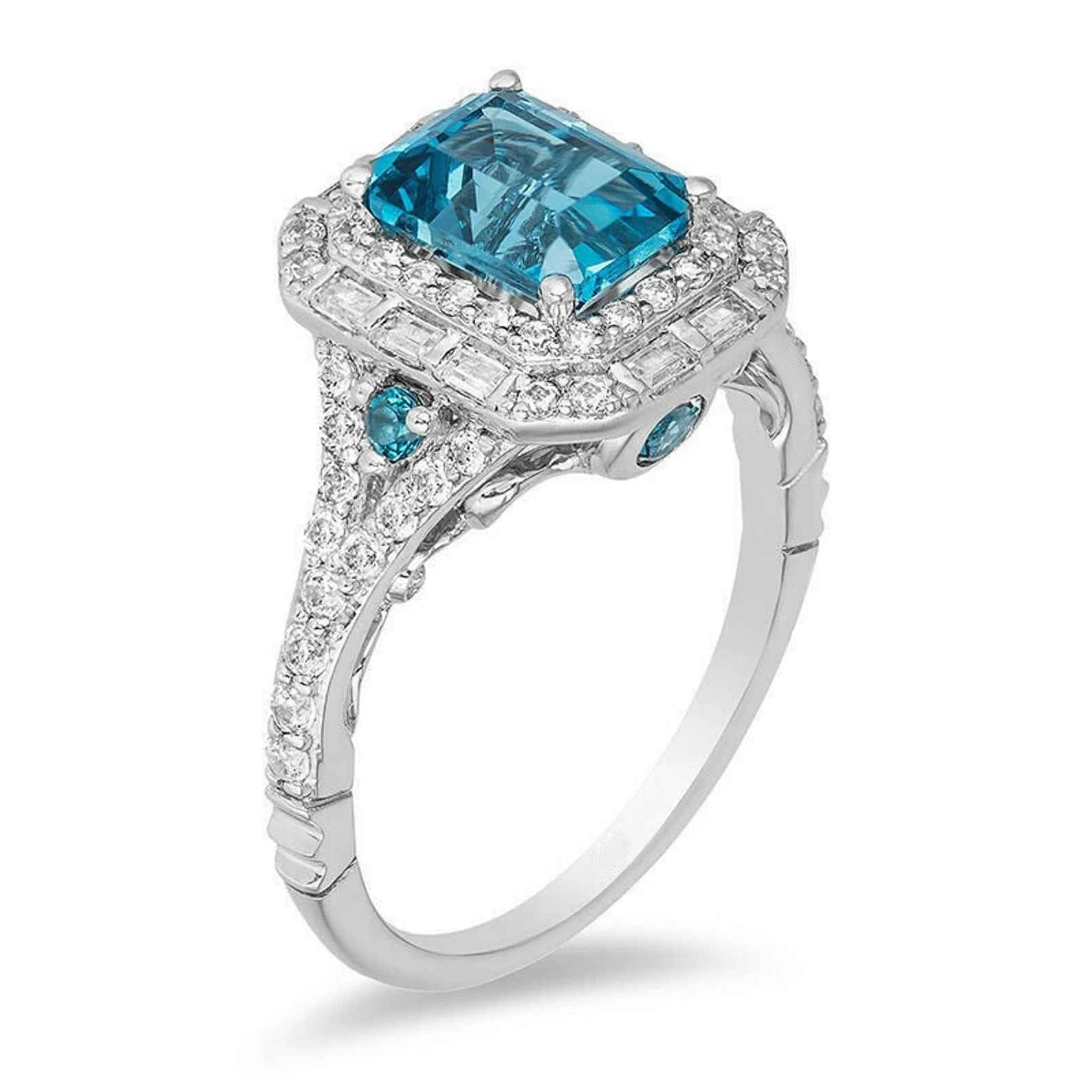 Ceylon London Blue Dual Cut 18K White Gold Ring