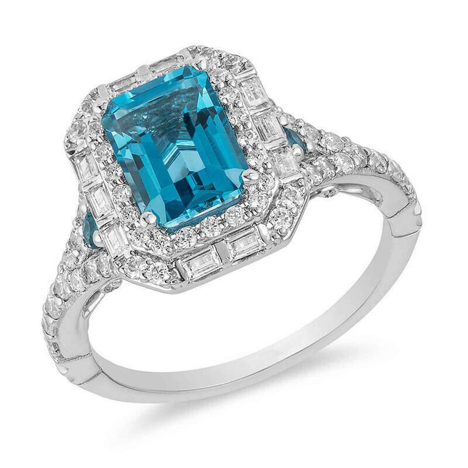 Ceylon London Blue Dual Cut 18K White Gold Ring