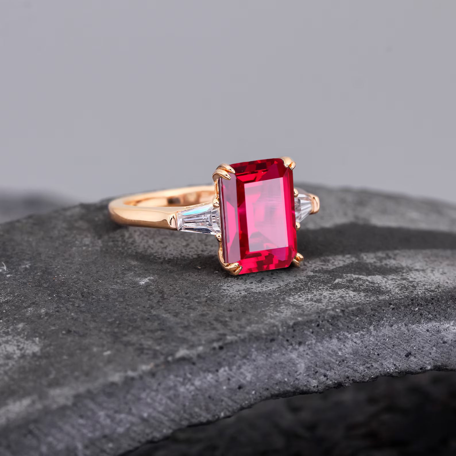 Ceylon Lanka Ruby Luxe Dual 18K Yellow Gold Ring