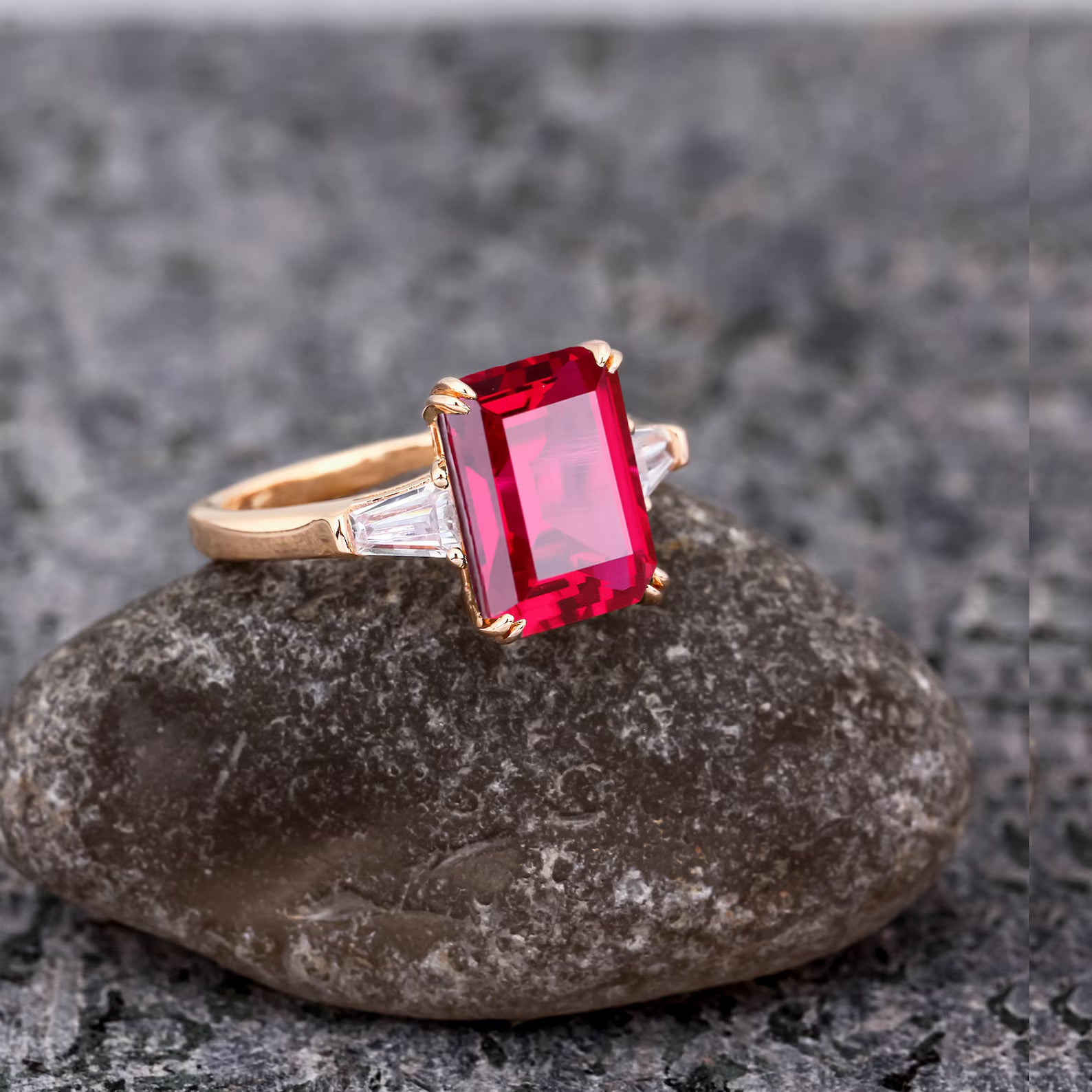 Ceylon Lanka Ruby Luxe Dual 18K Yellow Gold Ring