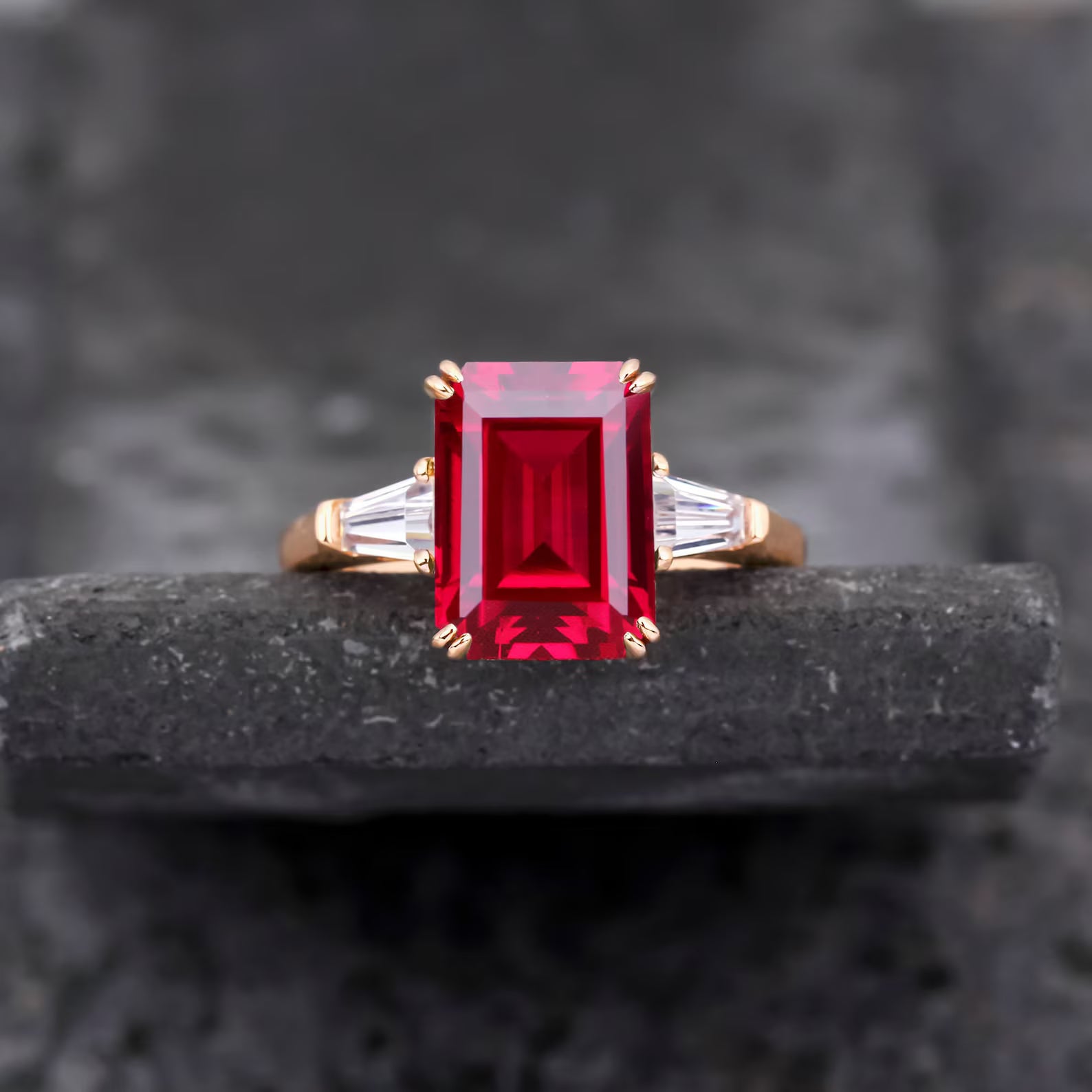 Ceylon Lanka Ruby Luxe Dual 18K Yellow Gold Ring