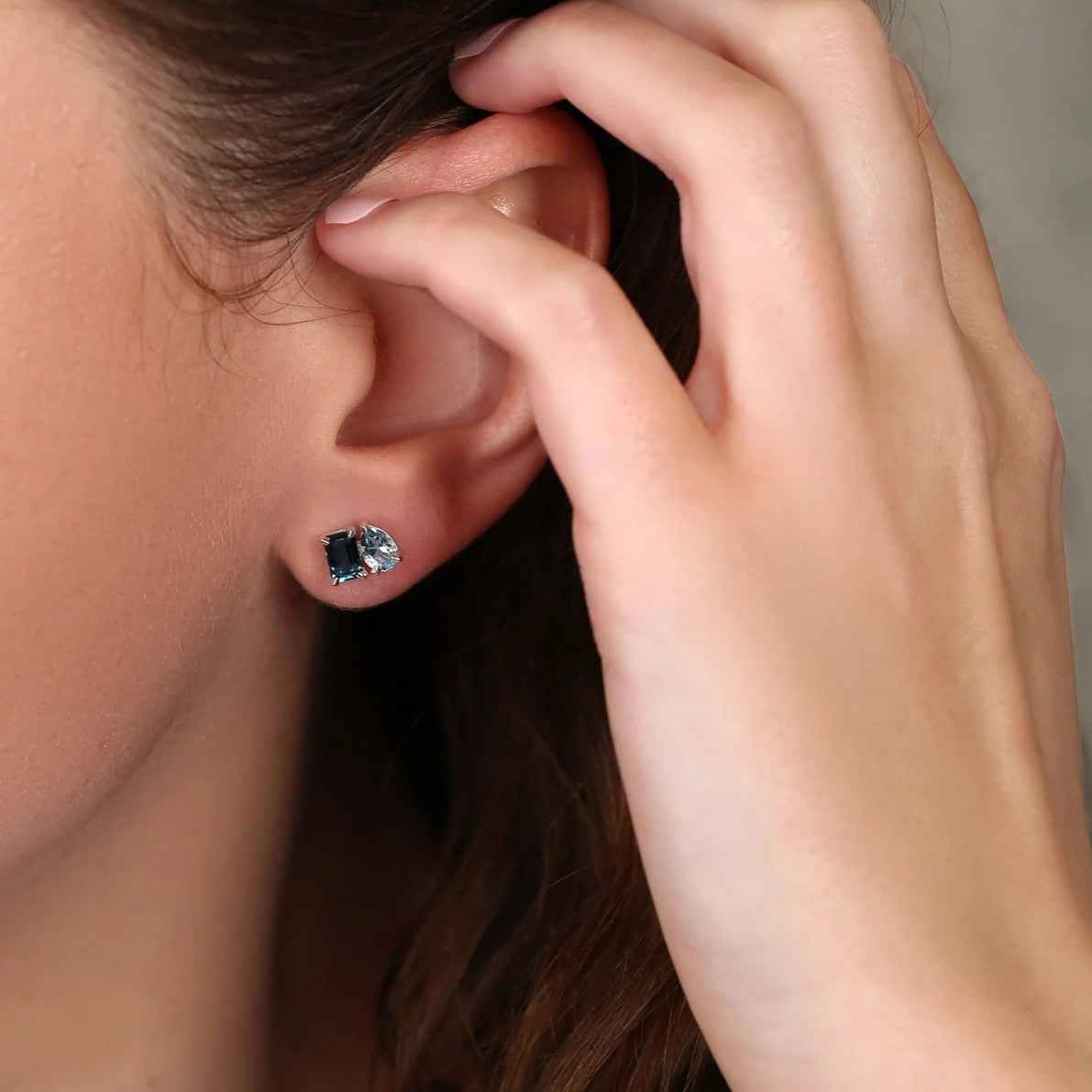 Ceylon Dual BlueTopaz Luxe 18K White Gold Earrings