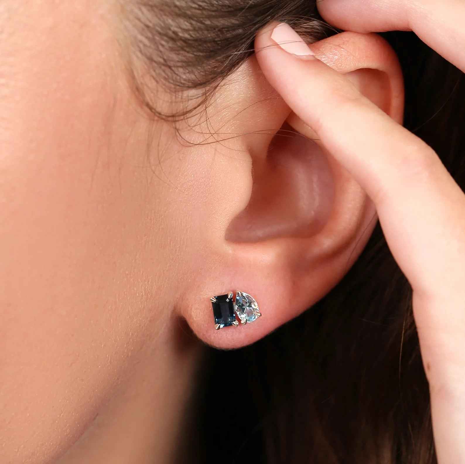 Ceylon Dual BlueTopaz Luxe 18K White Gold Earrings