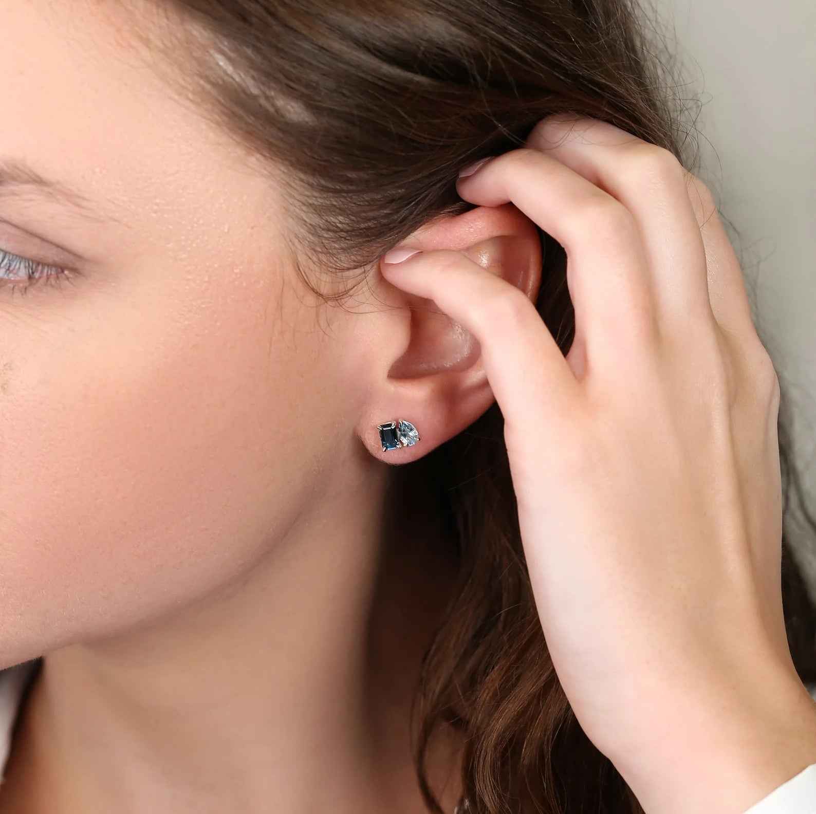 Ceylon Dual BlueTopaz Luxe 18K White Gold Earrings