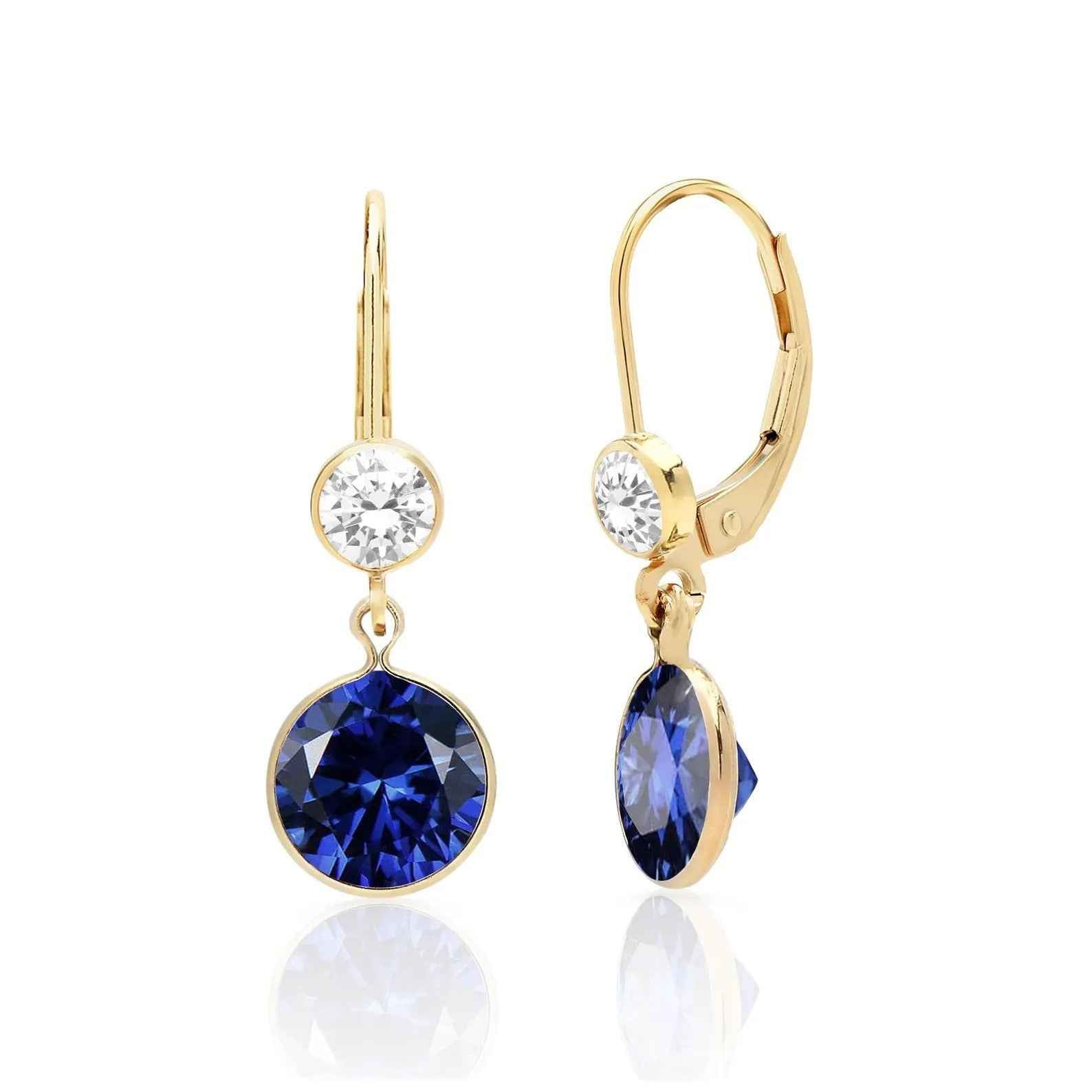 Ceylon Sapphire Minimal 18K Yellow Gold Drop Earrings
