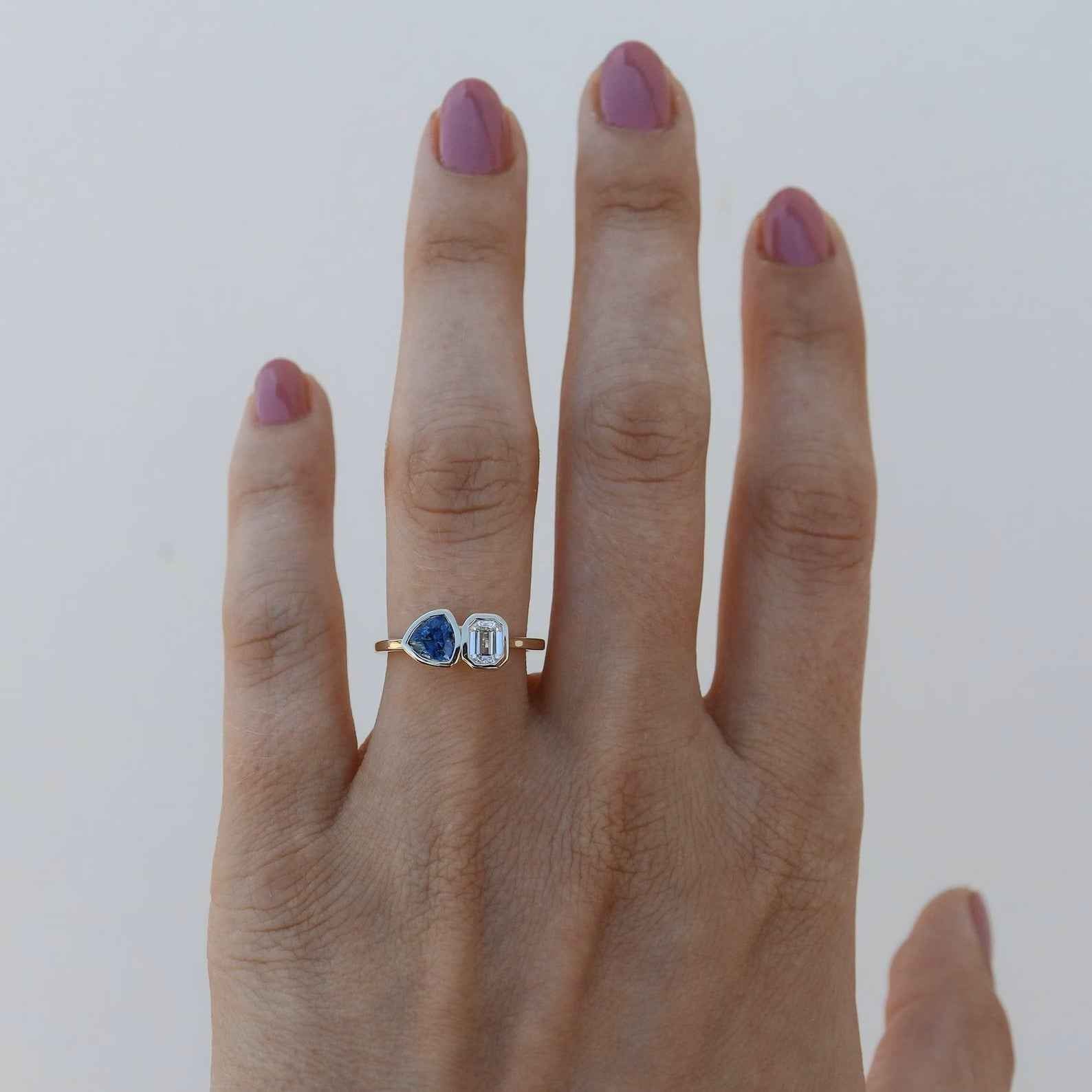 Ceylon Sapphire Dual Cut Luxe 18K White Gold Ring