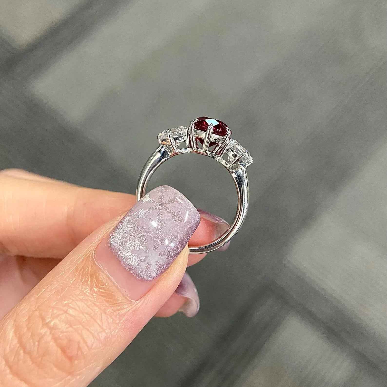 Ceylon Lanka Ruby Oval Lux 18K White Gold Ring