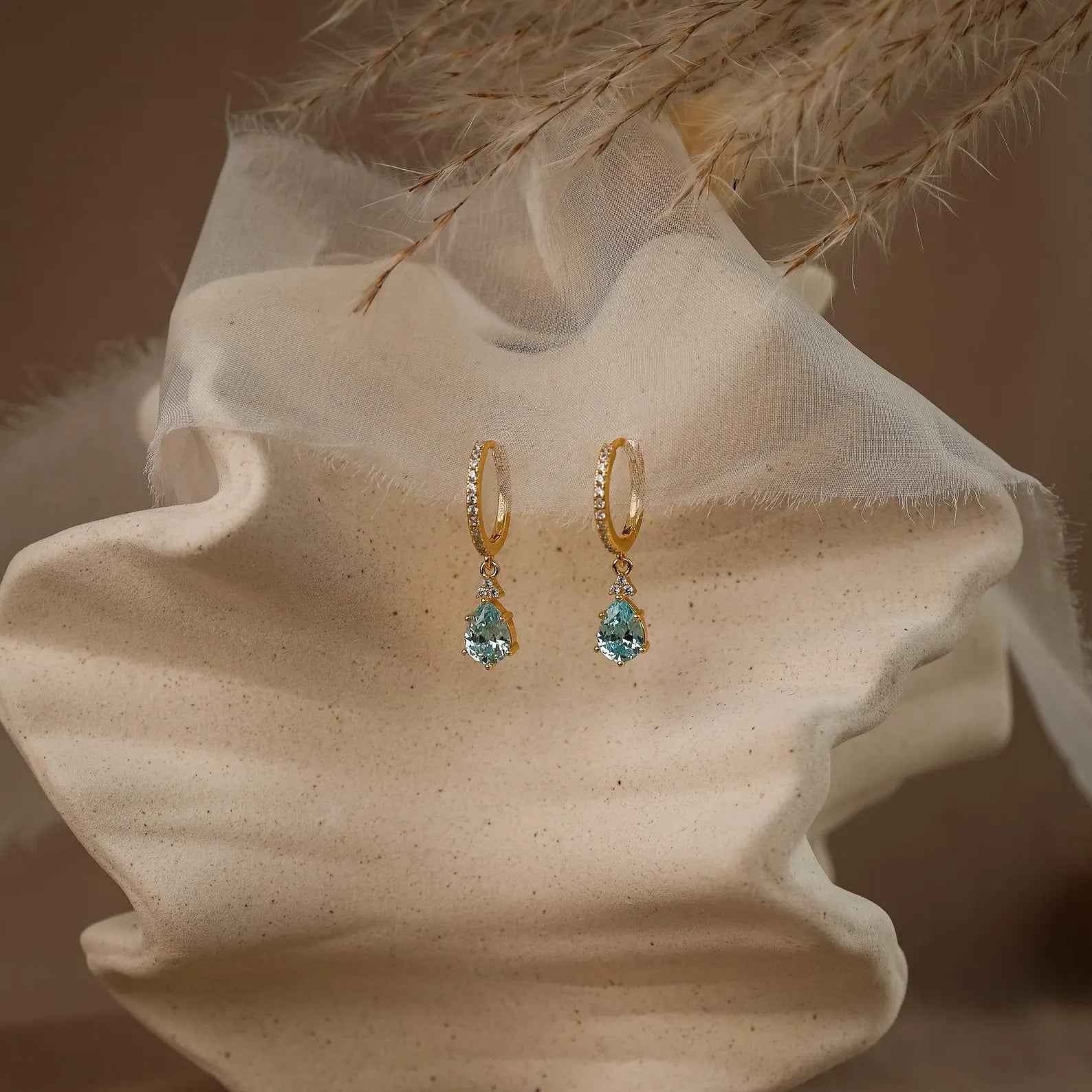 Ceylon Aqua Luxe 18K Yellow Gold Earrings
