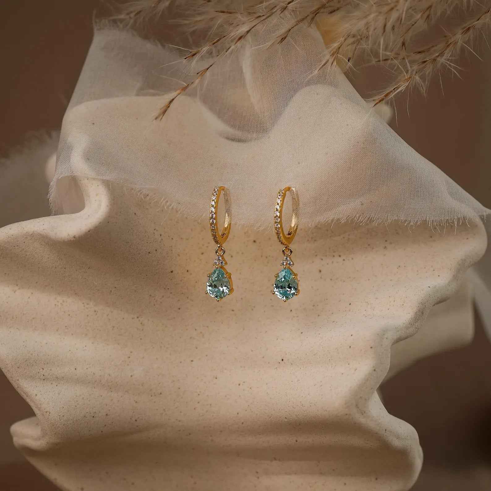 Ceylon Aqua Luxe 18K Yellow Gold Earrings