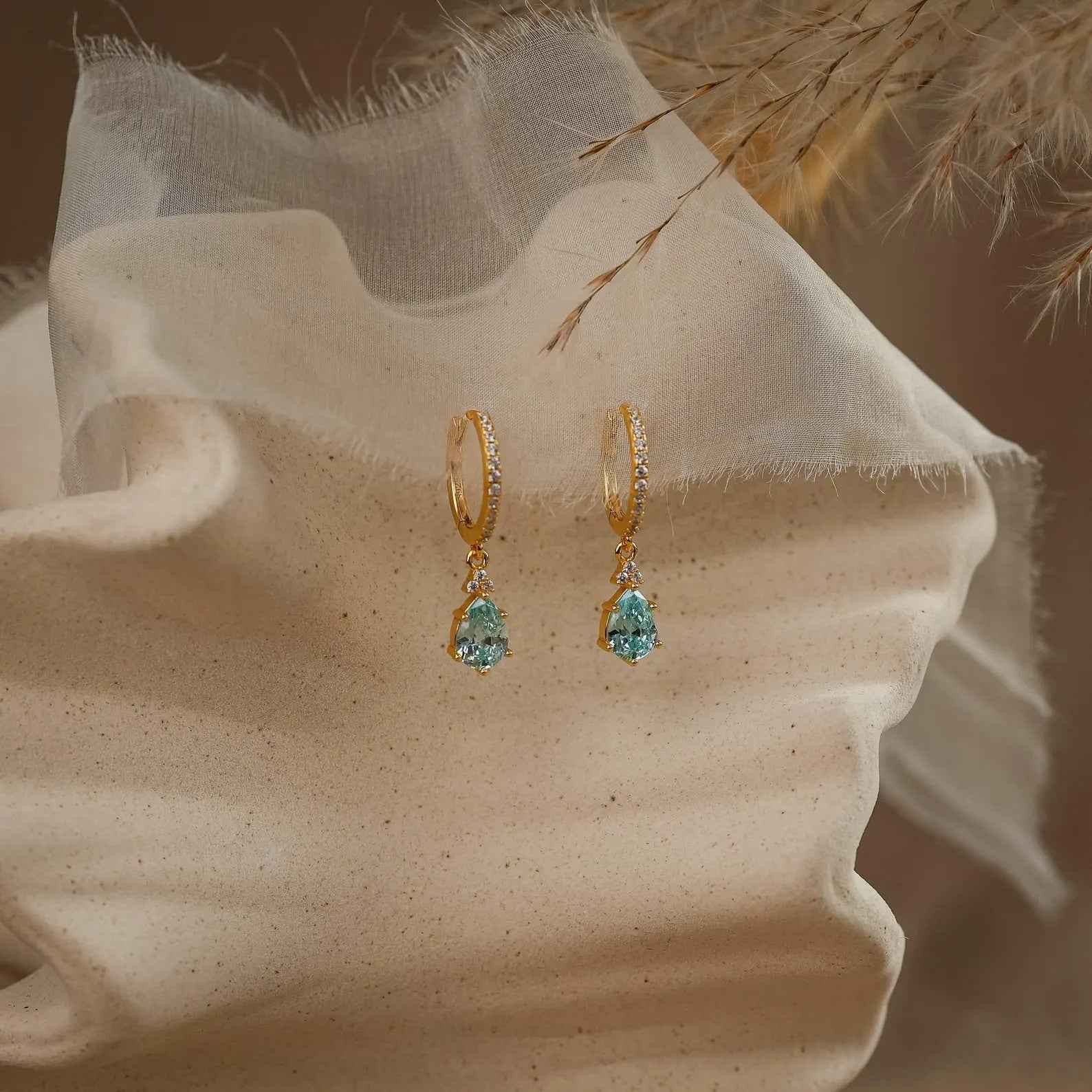 Ceylon Aqua Luxe 18K Yellow Gold Earrings