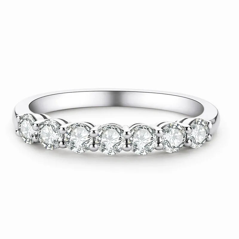 Ceylon Round Cut Moissanite Sterling Silver Half Eternity 0.3-1.2ct Ring