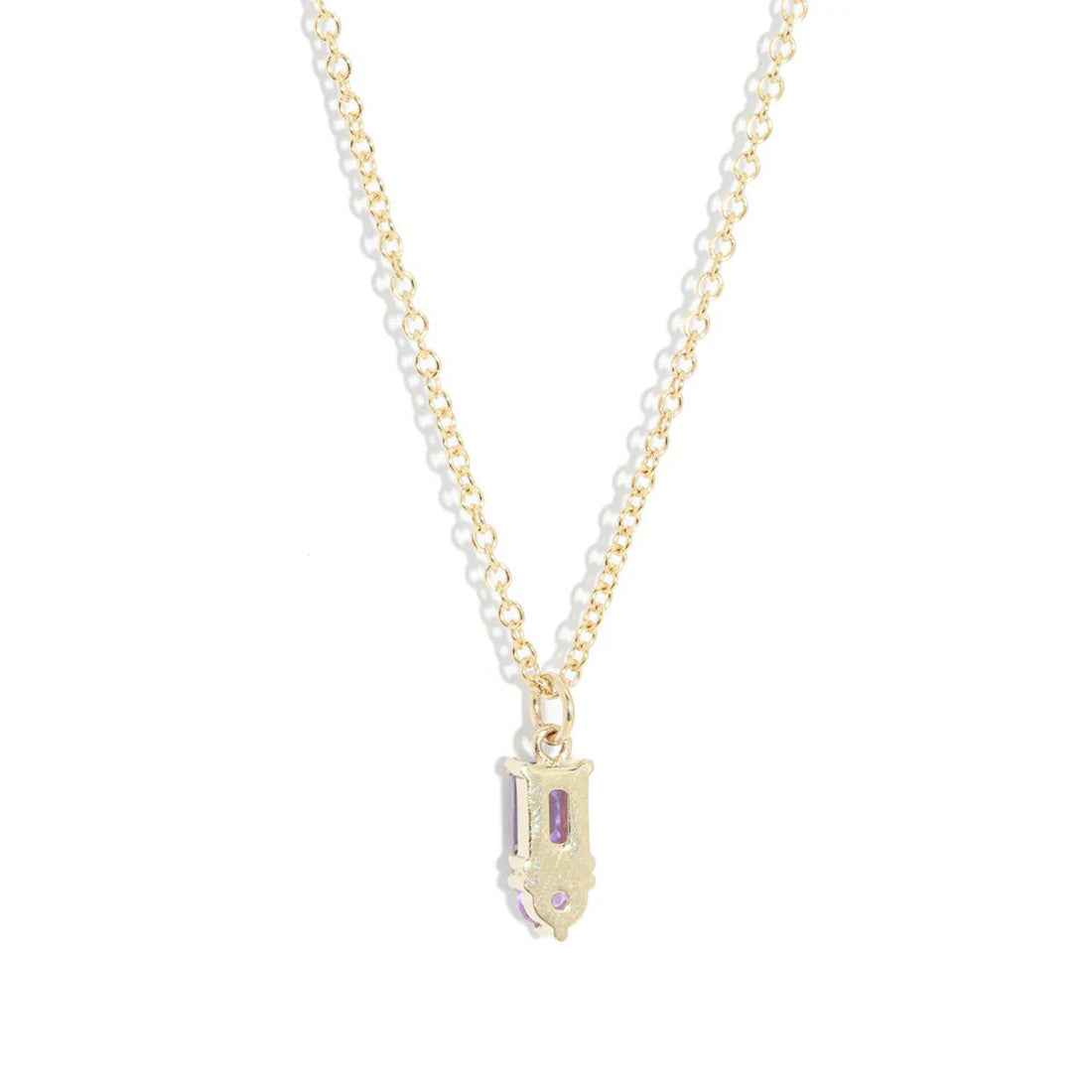 Ceylon PurpleHue 9K Gold Dual Sapphire Pillar Pendant