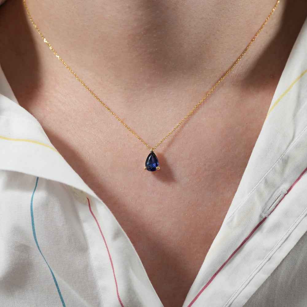 Ceylon Natural Blue Sapphire Multi-Shape 18K Gold Necklace
