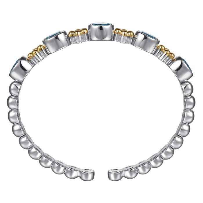 Ceylon Blue Topaz Dual Glow 18K Gold Bangle Bracelet