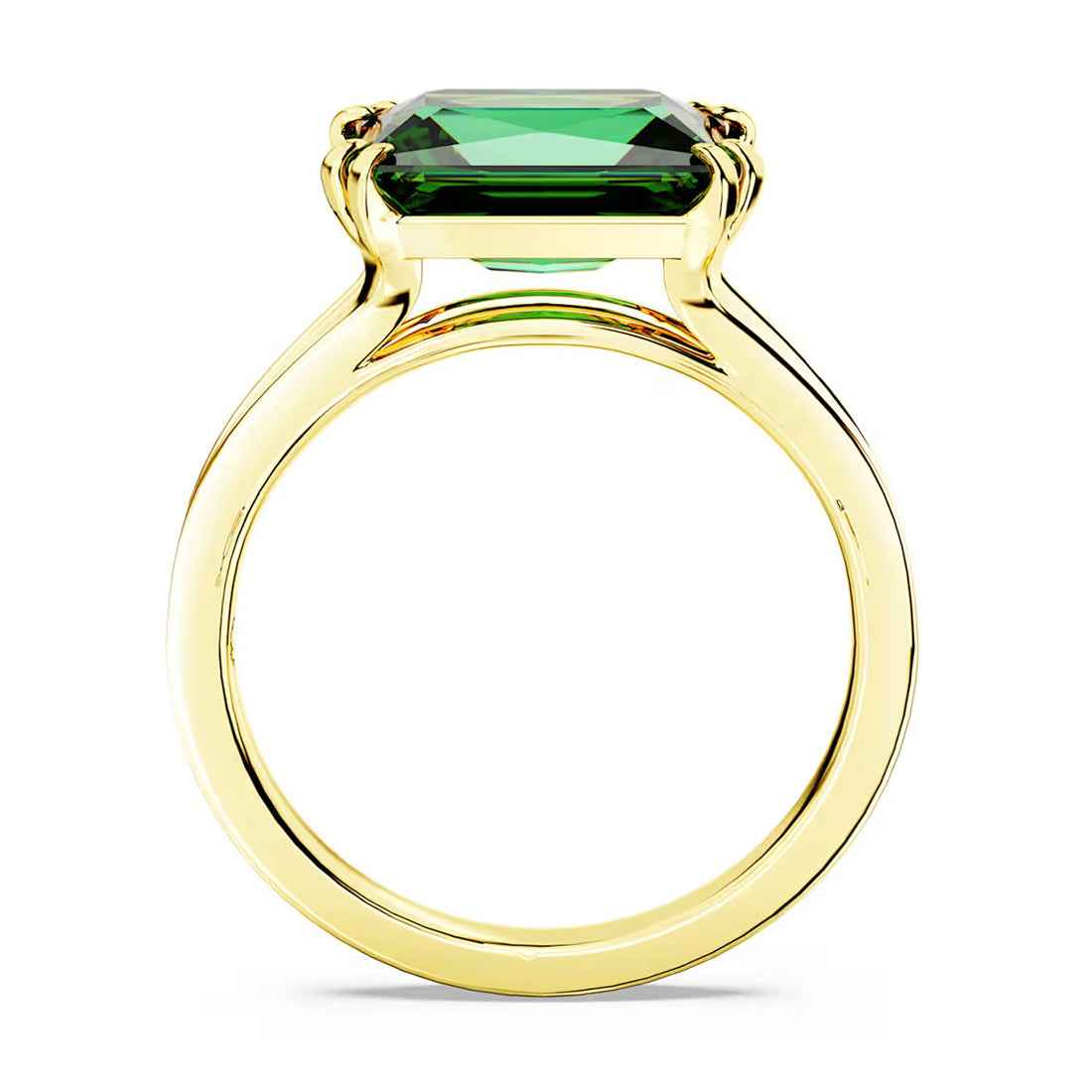 Ceylon Rectangular Emerald 18K Yellow Gold Double Prong Stilla Ring